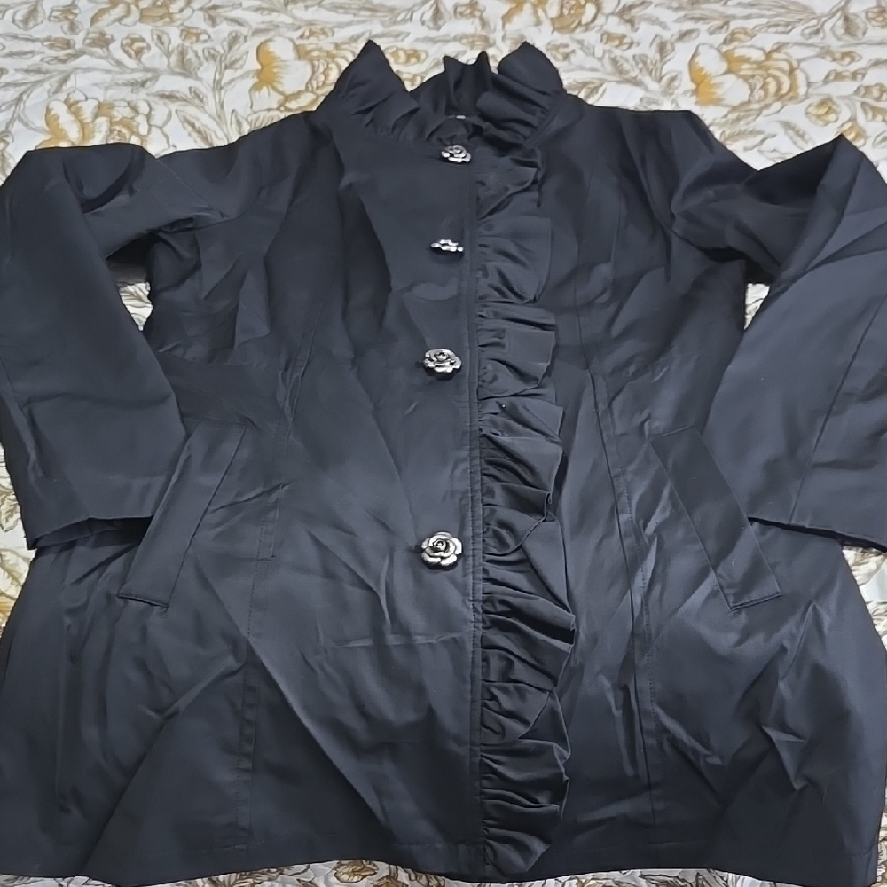 Betsy Johnson Black Ruffle Coat